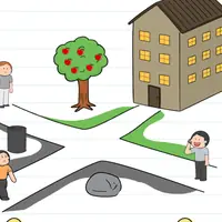 Brain Test: Tricky Puzzles Level 290 answer – Get Them to the Building Without Coming Across