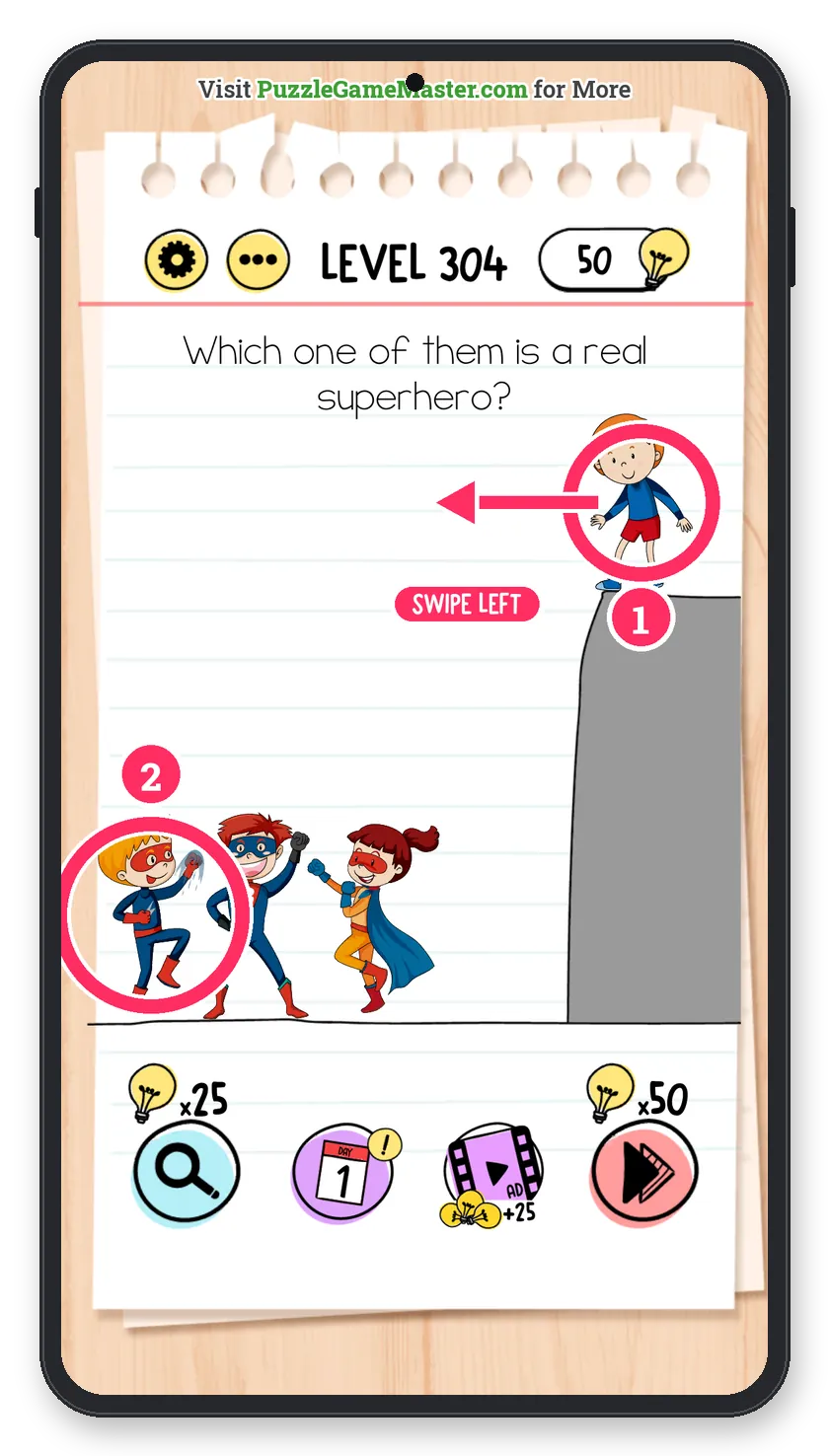 Brain Test: Tricky Puzzles Level 304 answer with steps marked