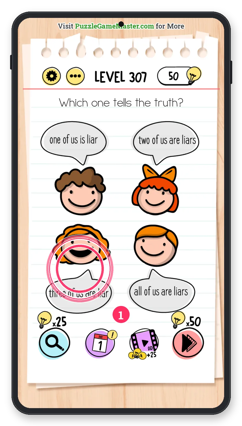 Brain Test: Tricky Puzzles Level 307 answer with steps marked