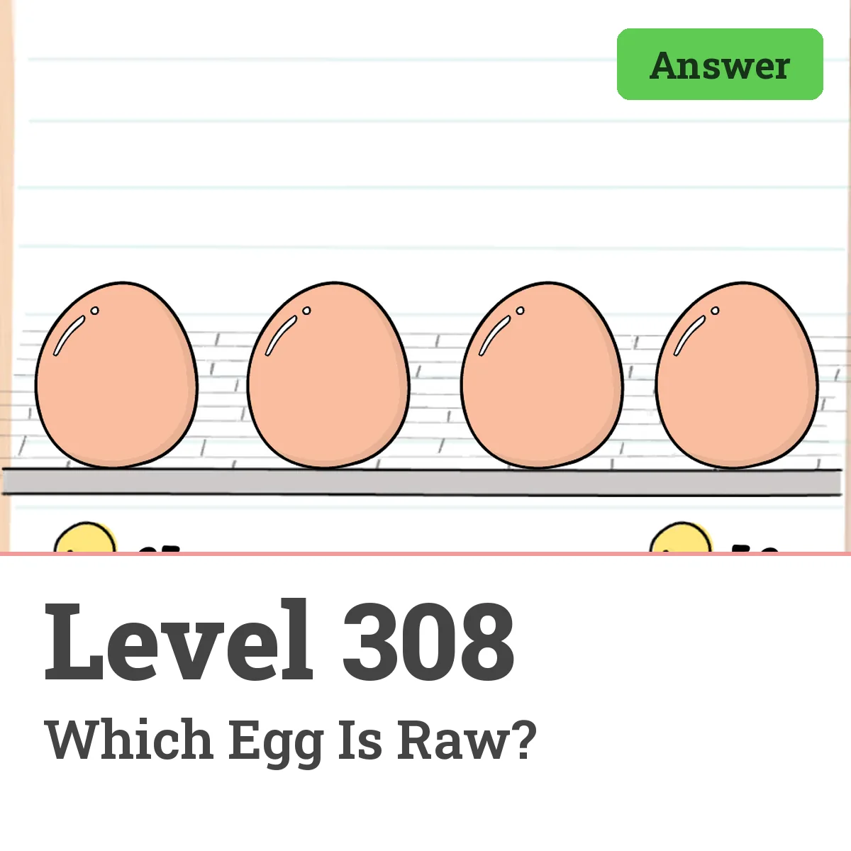 Brain Test: Tricky Puzzles Level 308 answer – Which Egg Is Raw?
