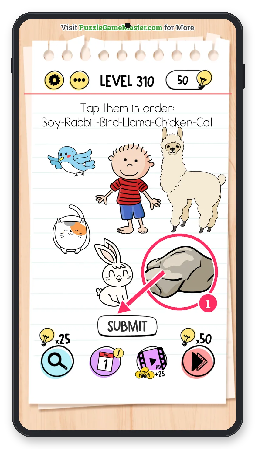 Brain Test: Tricky Puzzles Level 310 step 1: Find the chicken