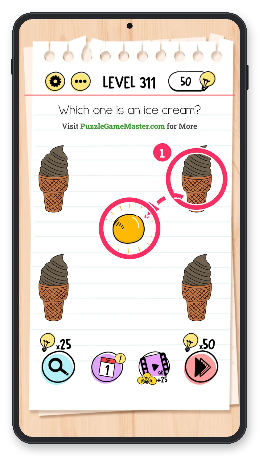 Brain Test: Tricky Puzzles Level 311 answer with steps marked