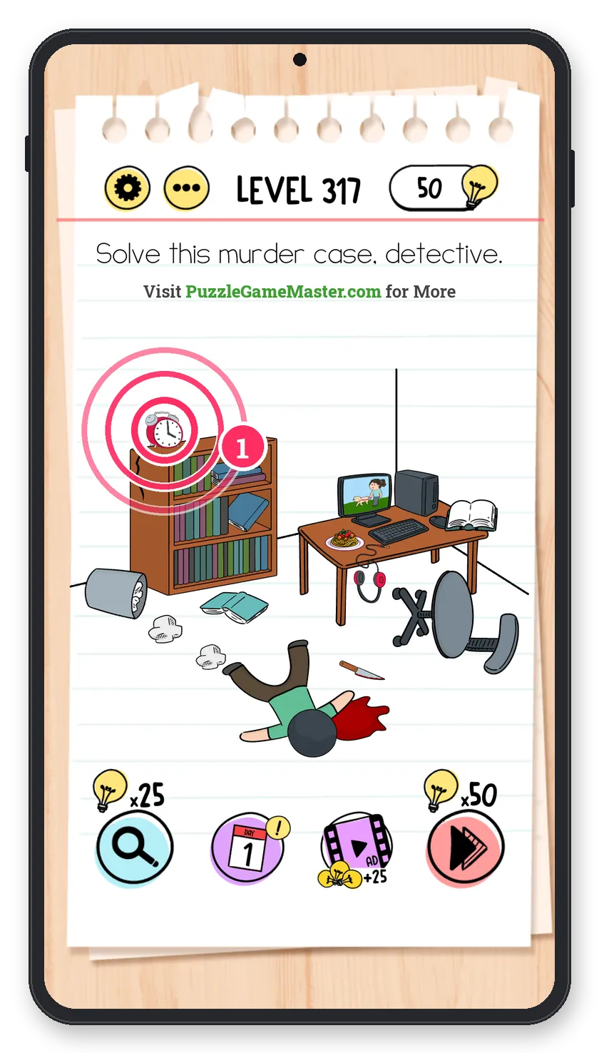 Brain Test: Tricky Puzzles Level 317 step 1: Ring the clock