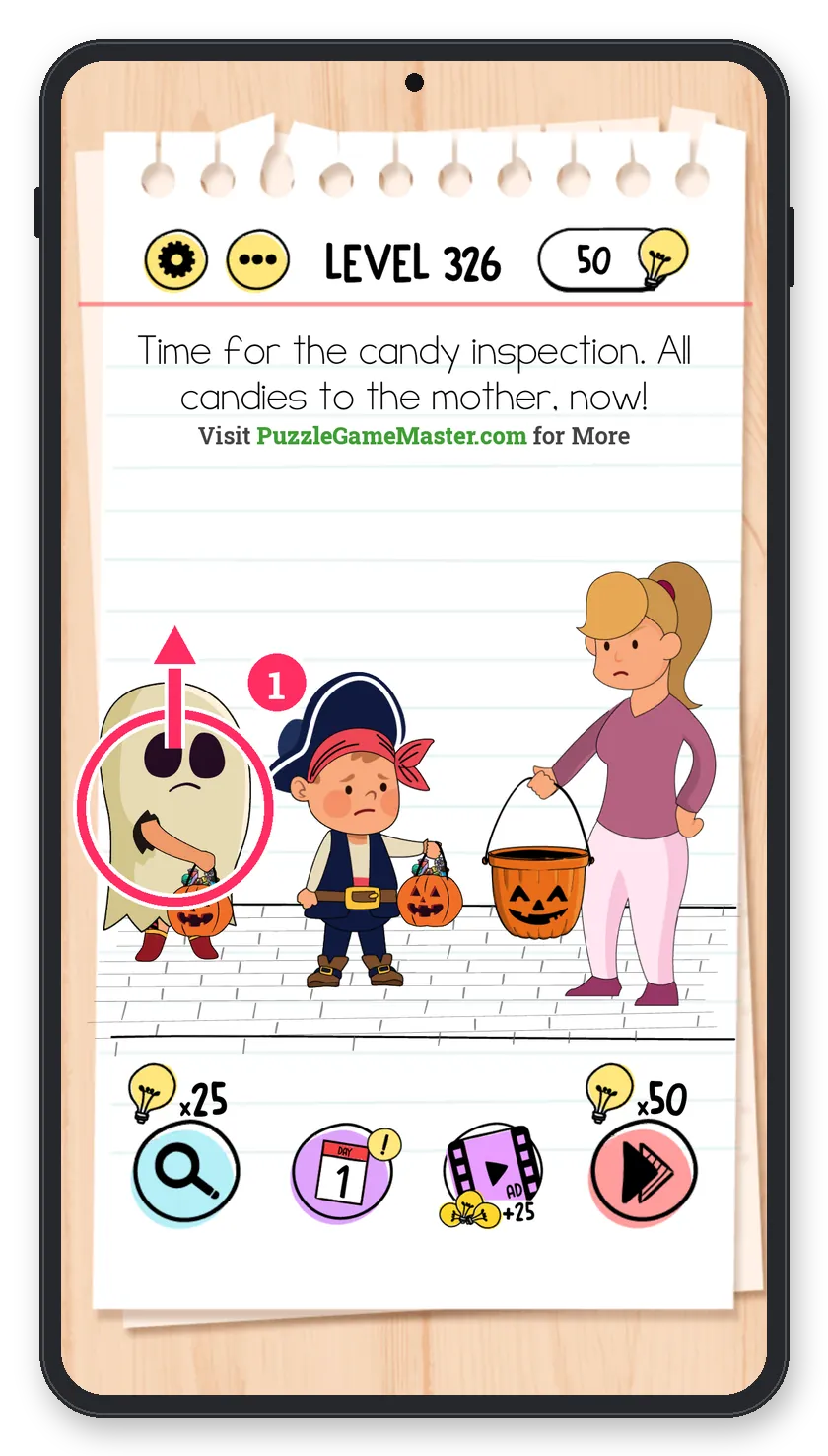 Brain Test: Tricky Puzzles Level 326 step 1: Uncover the kid