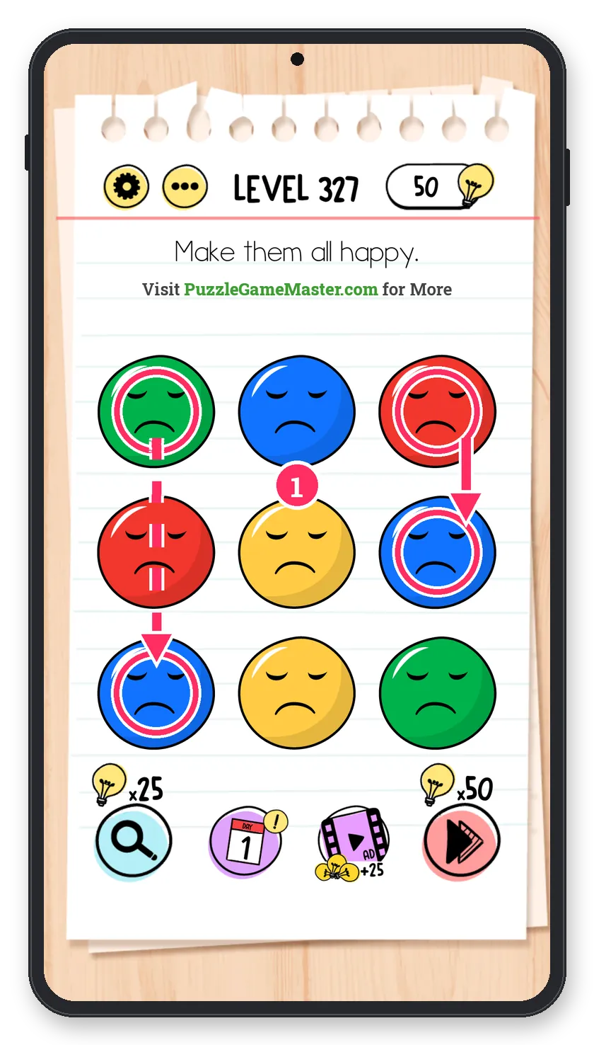 Brain Test: Tricky Puzzles Level 327 step 1: Blues to the top