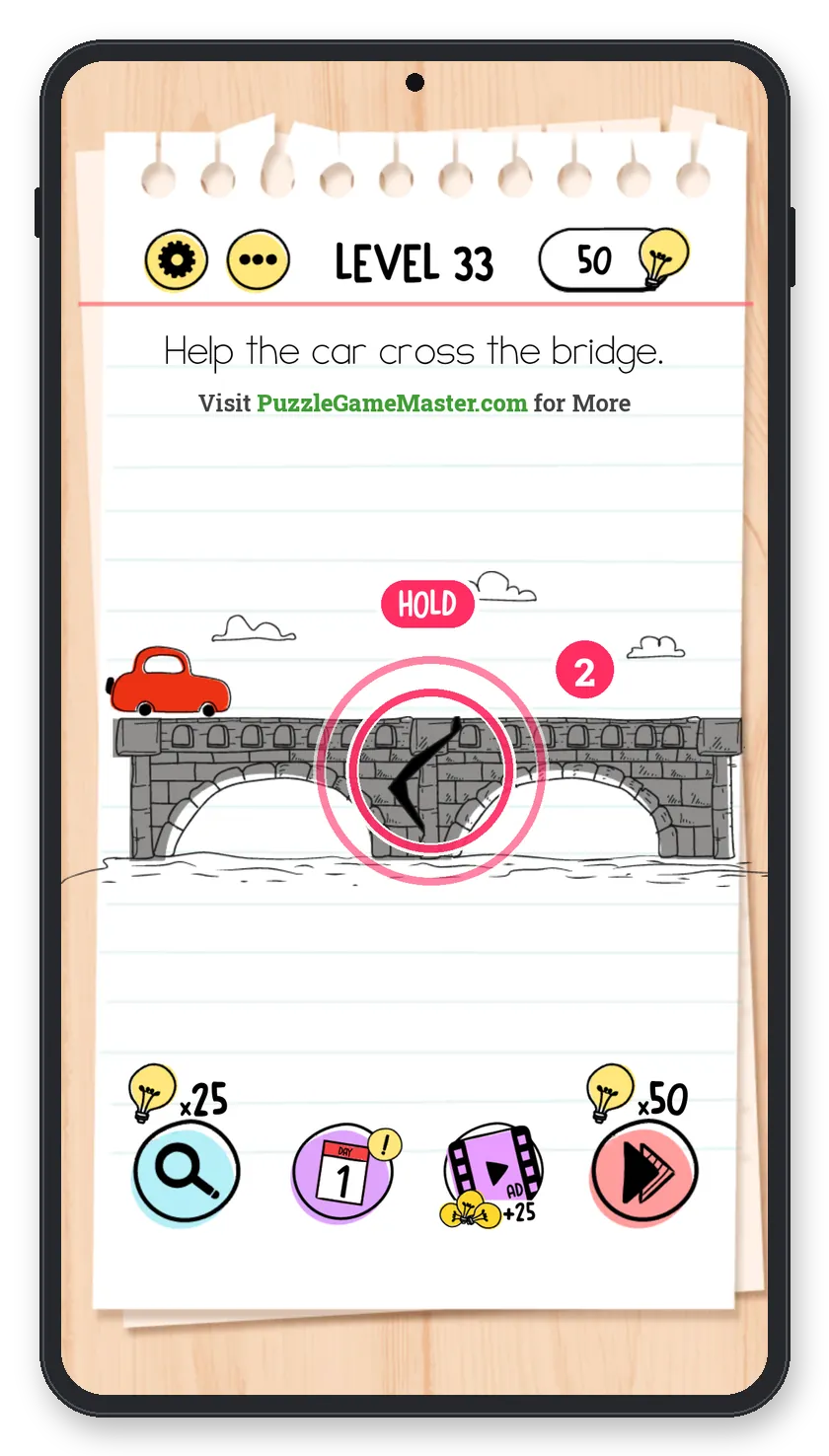 Brain Test: Tricky Puzzles Level 33 step 2: Hold the crack