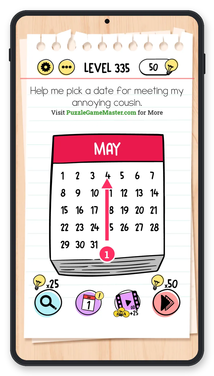 Brain Test: Tricky Puzzles Level 335 step 1: Change the month