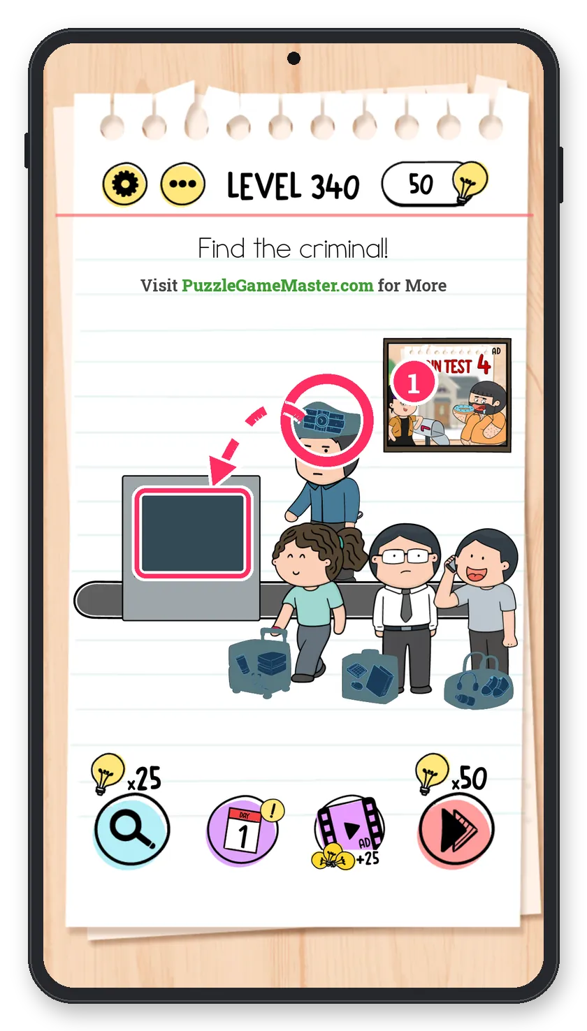 Brain Test: Tricky Puzzles Level 340 answer with steps marked