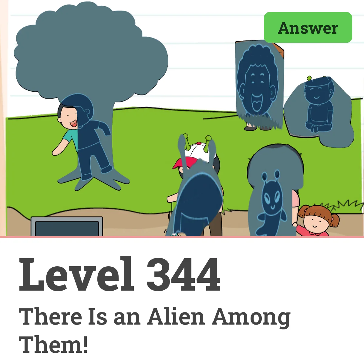 Brain Test: Tricky Puzzles Level 344 answer – There Is an Alien Among Them!