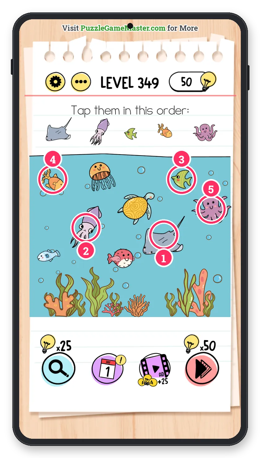 Brain Test: Tricky Puzzles Level 349 answer with steps marked