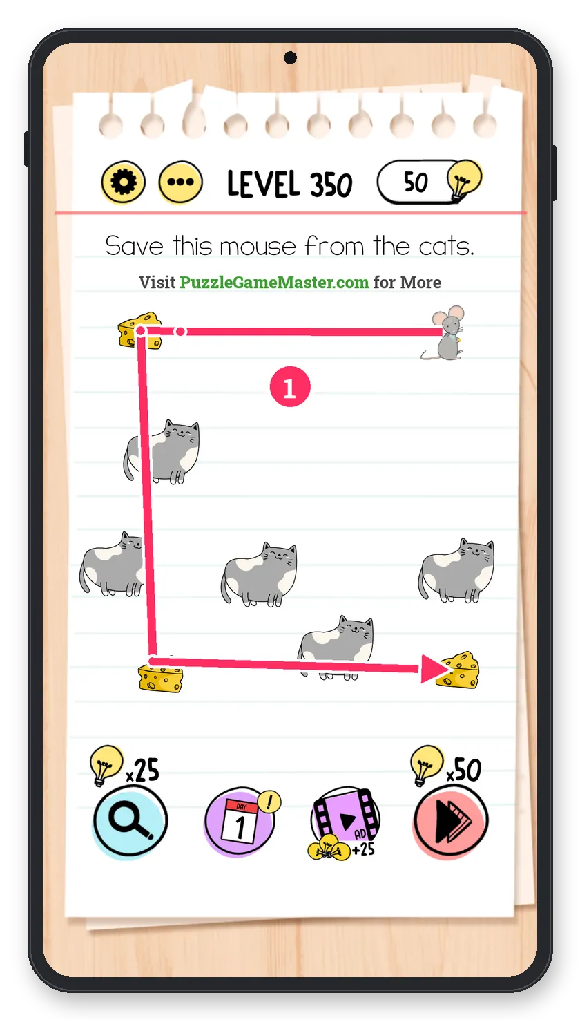 Brain Test: Tricky Puzzles Level 350 answer with steps marked