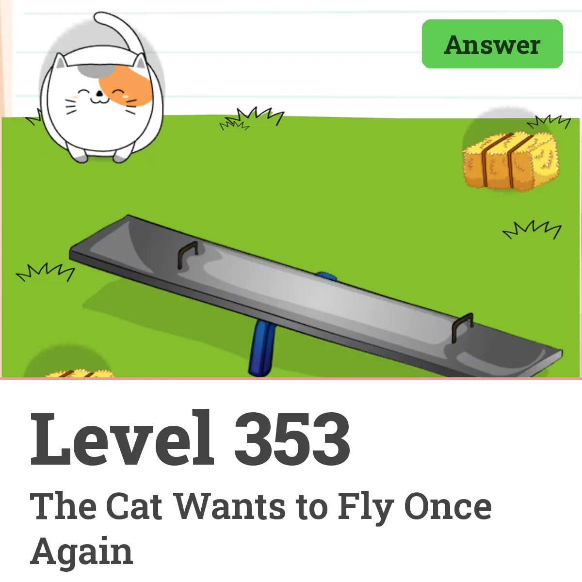 Brain Test: Tricky Puzzles Level 353 answer – The Cat Wants to Fly Once Again