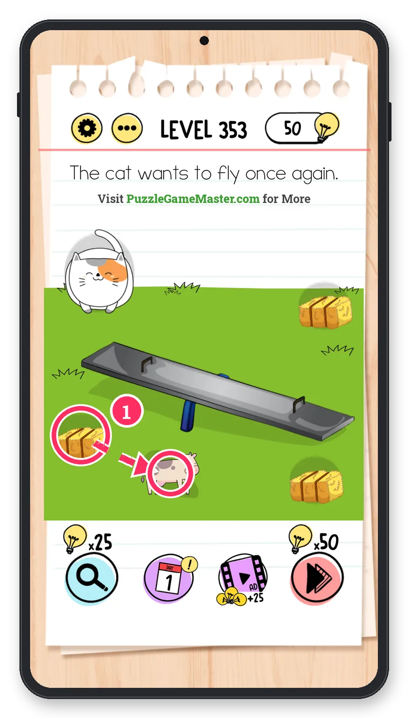 Brain Test: Tricky Puzzles Level 353 step 1: Feed the cow