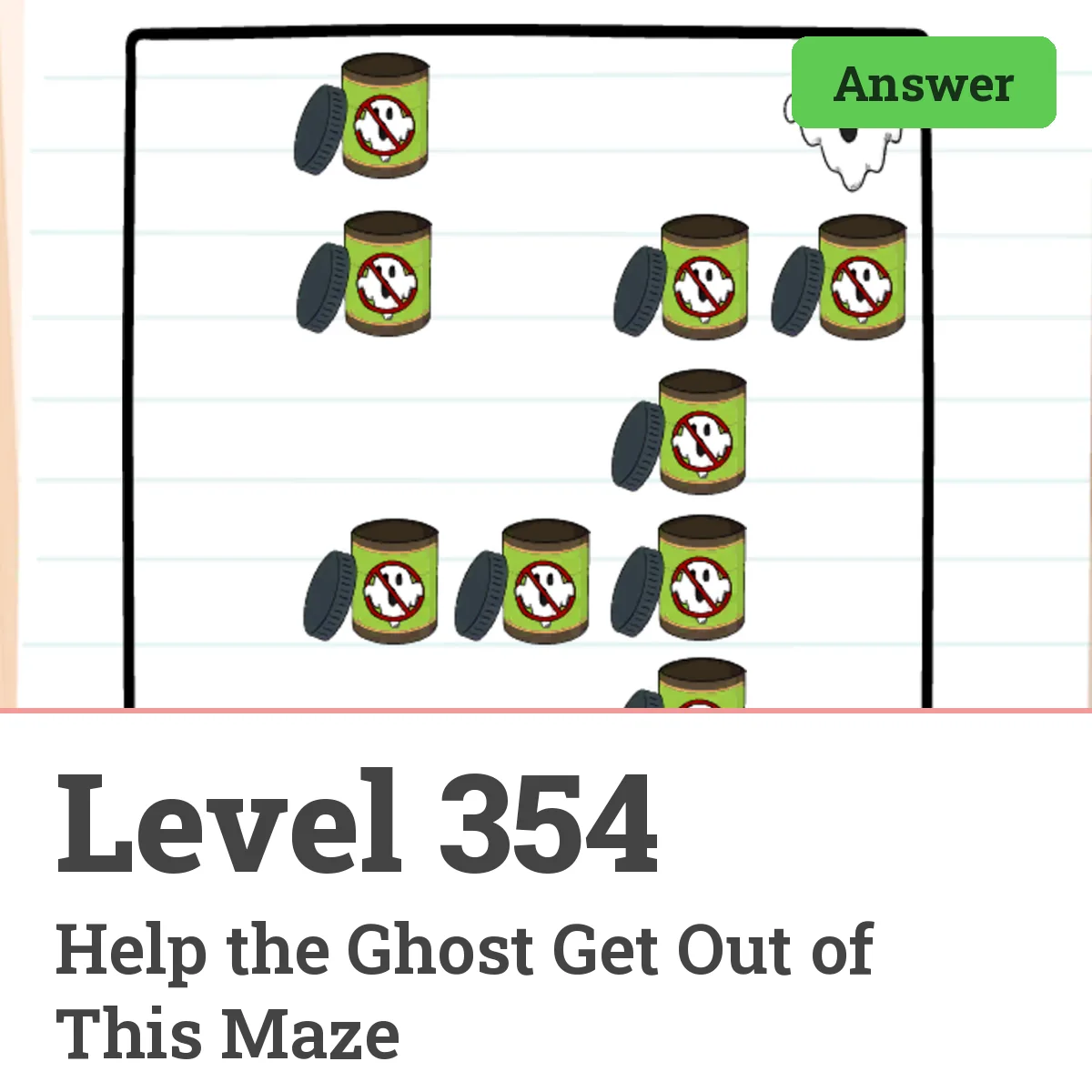 Brain Test: Tricky Puzzles Level 354 answer – Help the Ghost Get Out of This Maze