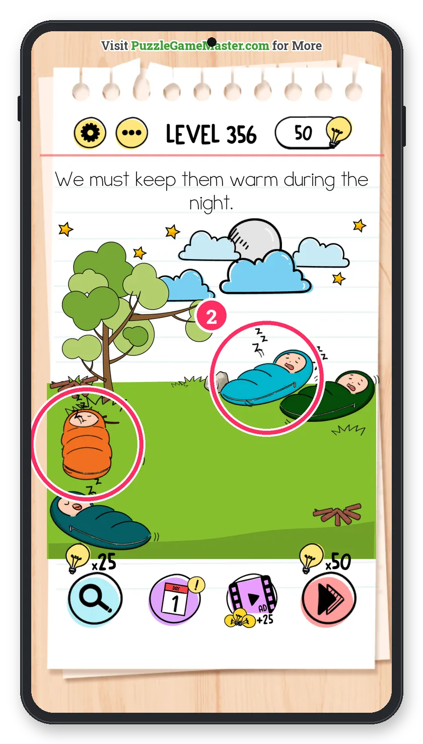 Brain Test: Tricky Puzzles Level 356 step 2: Share the fires