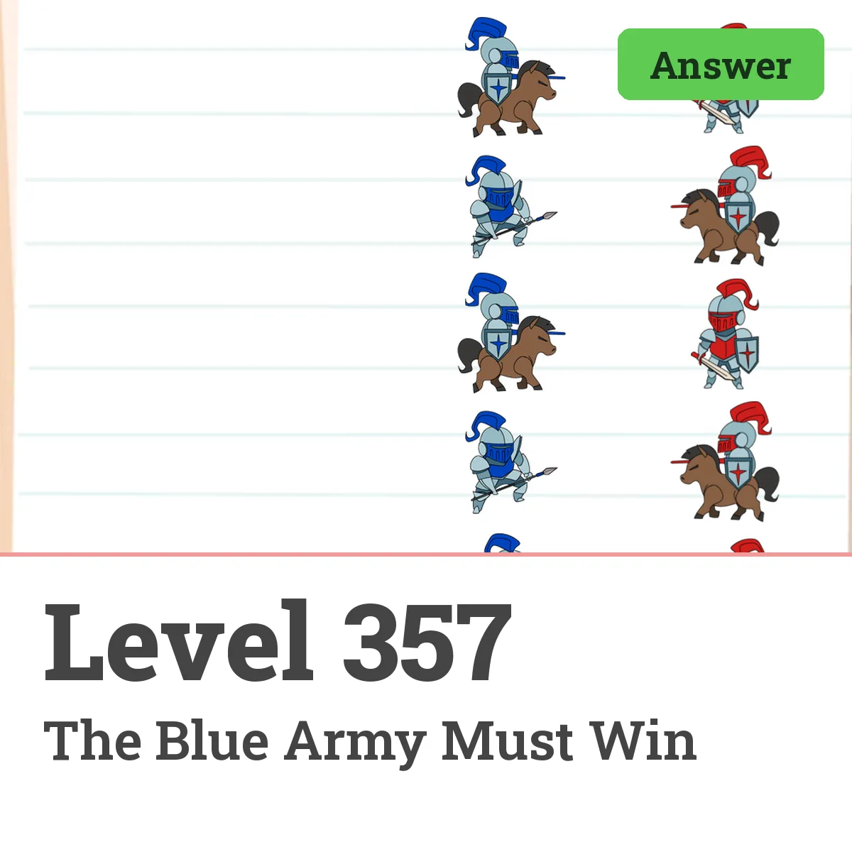 Brain Test: Tricky Puzzles Level 357 answer – The Blue Army Must Win