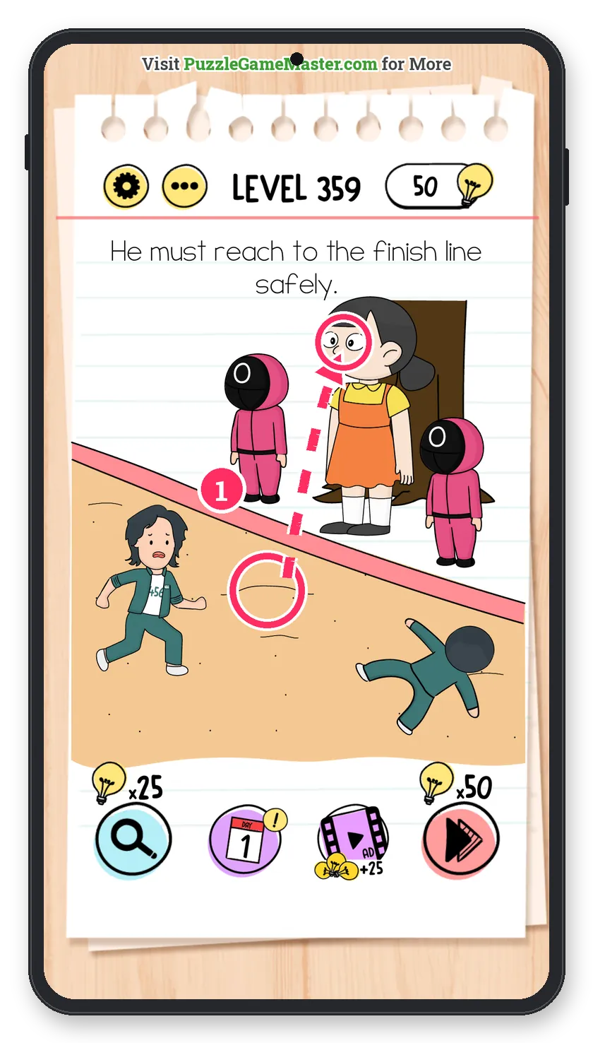 Brain Test: Tricky Puzzles Level 359 step 1: Blind the doll