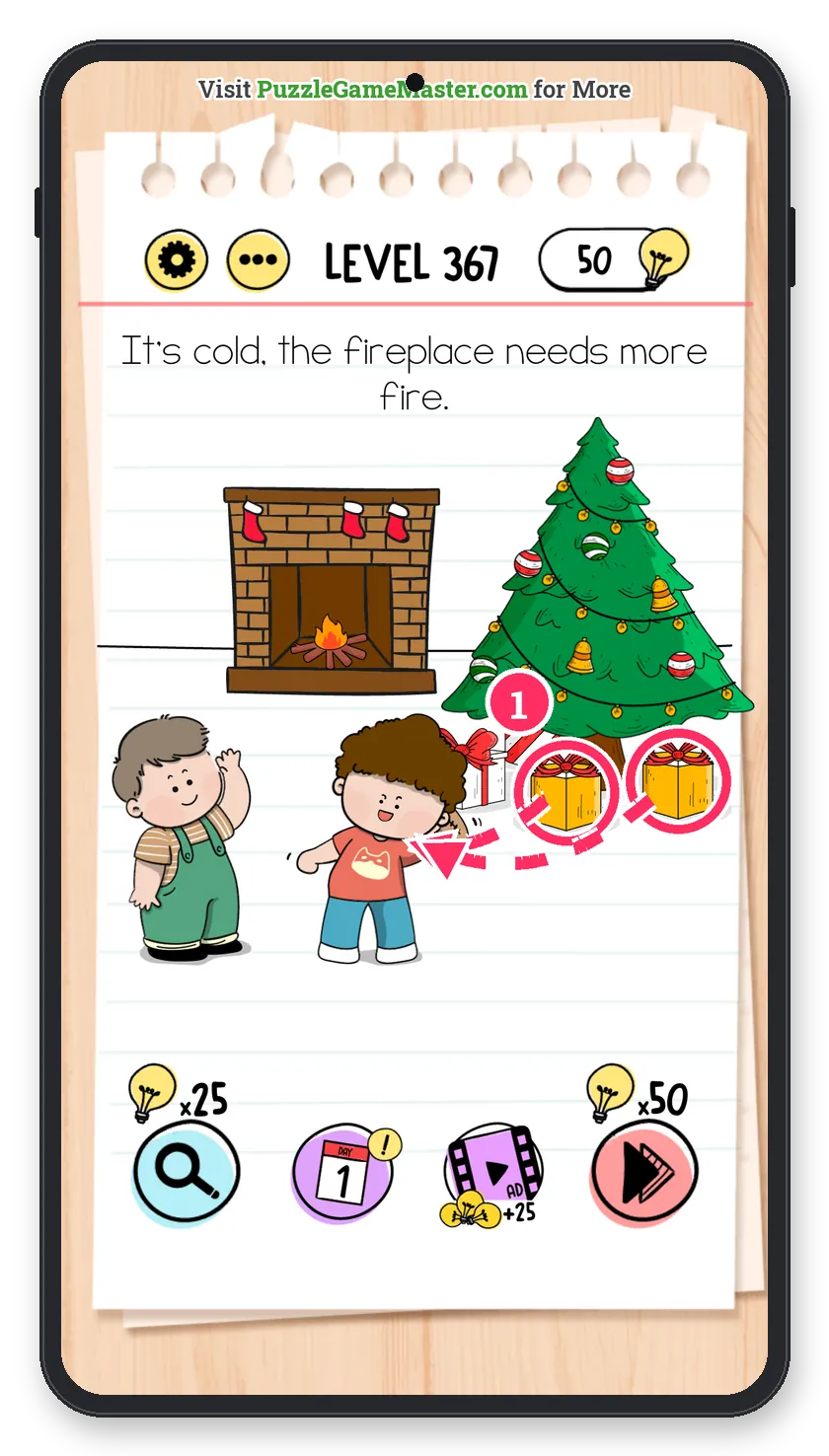 Brain Test: Tricky Puzzles Level 367 step 1: Hand out the gifts