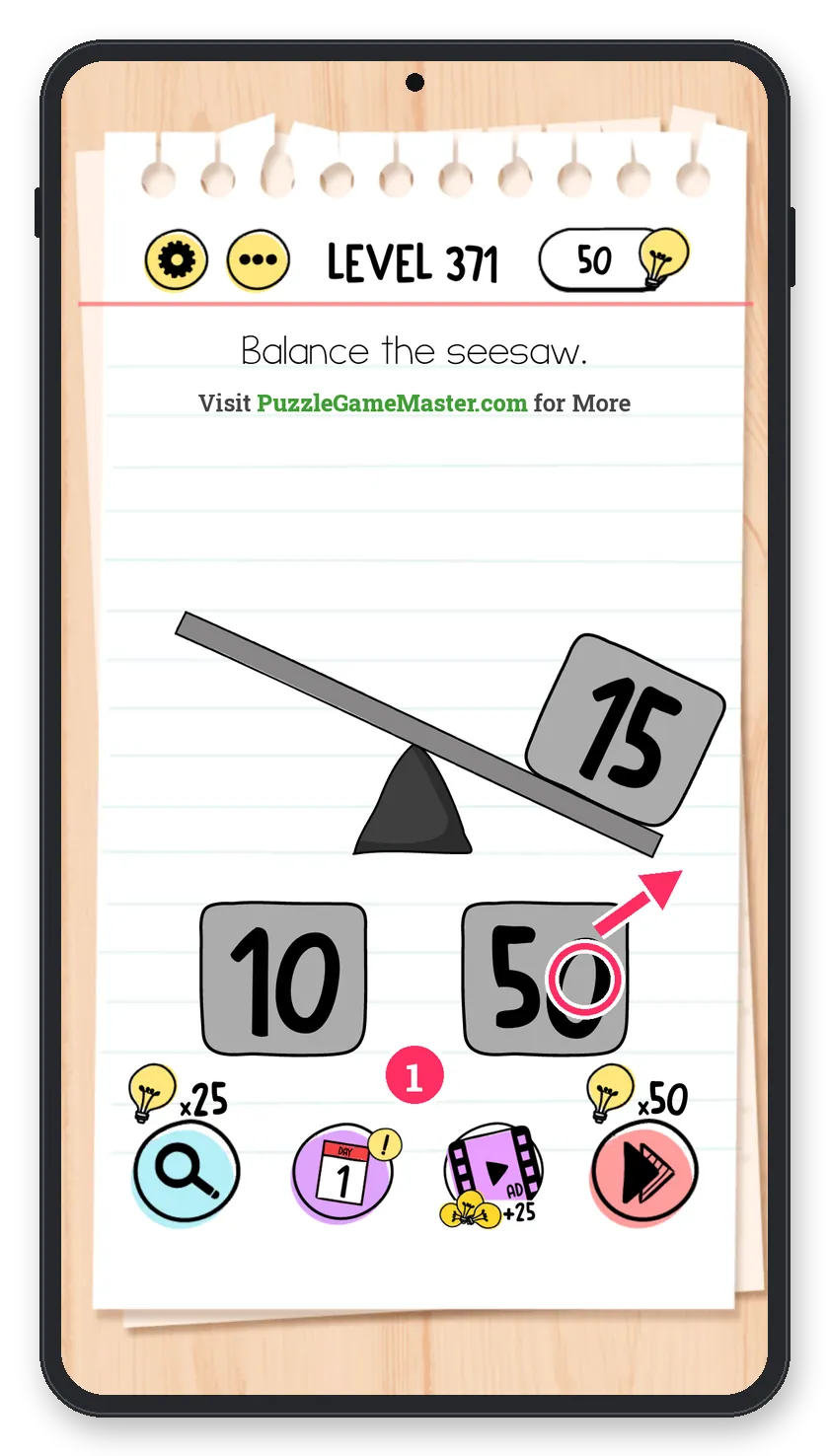 Brain Test: Tricky Puzzles Level 371 step 1: Make a 5
