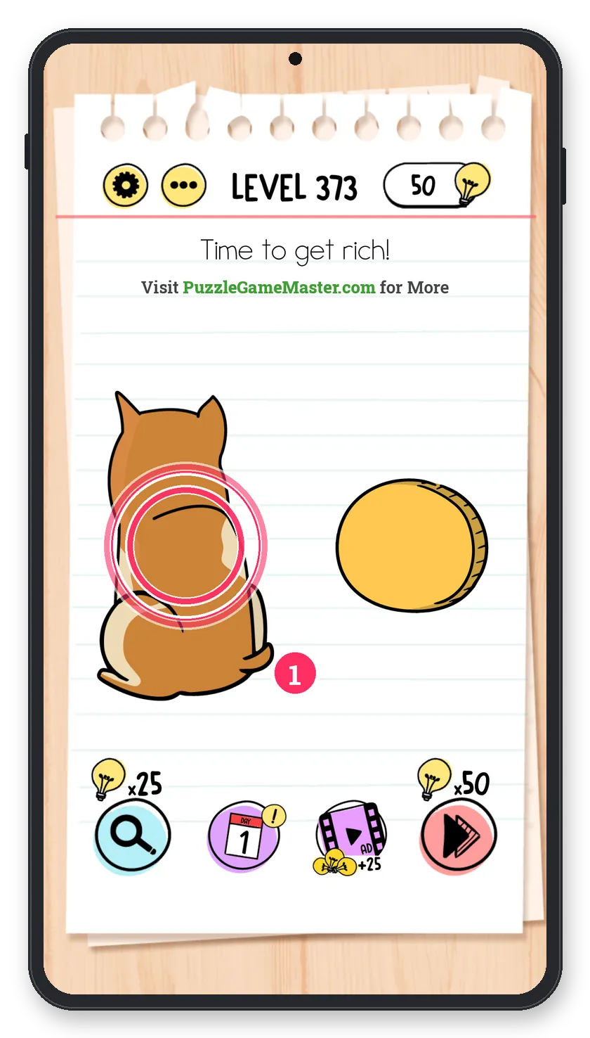 Brain Test: Tricky Puzzles Level 373 step 1: Turn the dog