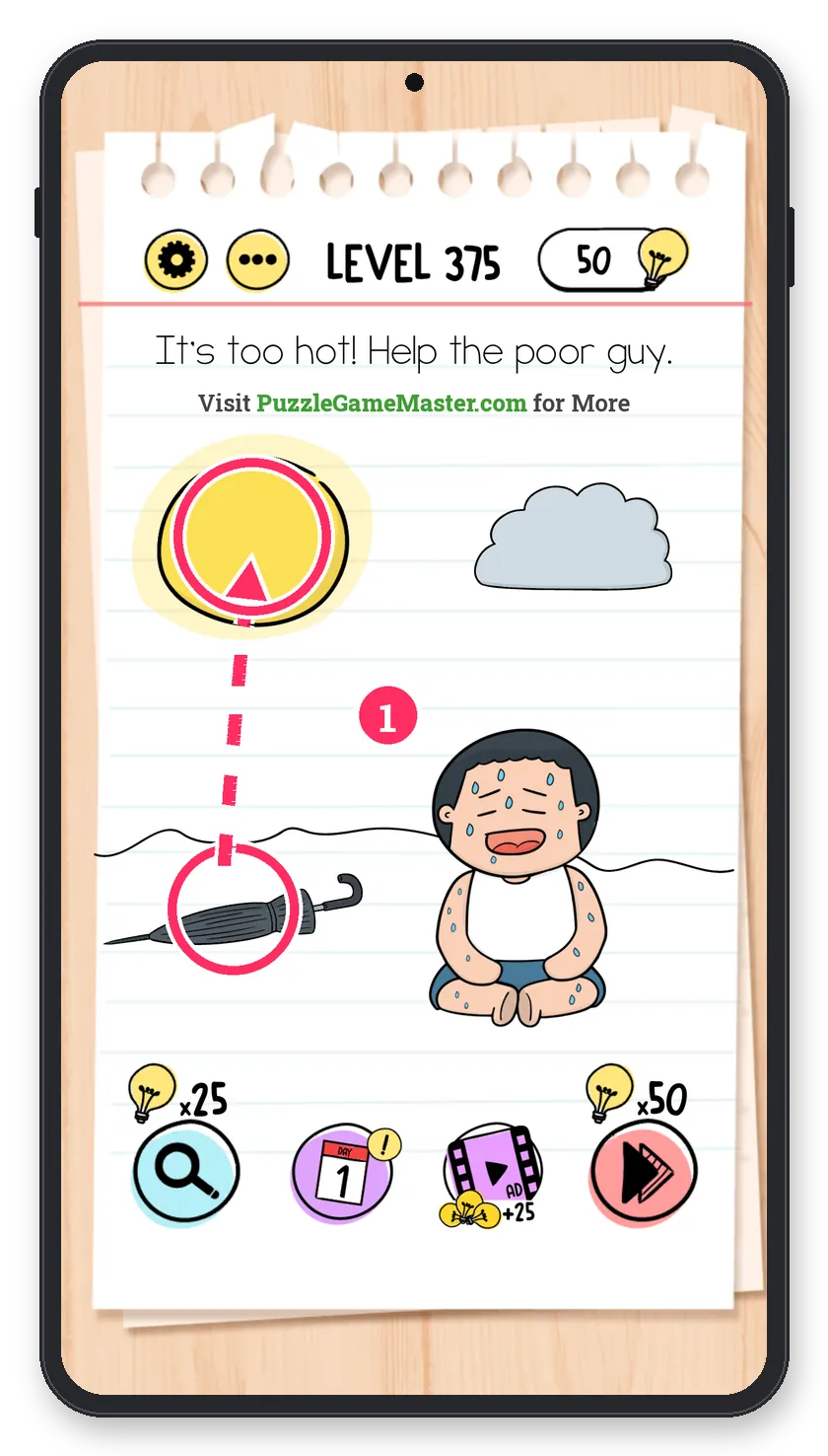 Brain Test: Tricky Puzzles Level 375 answer with steps marked