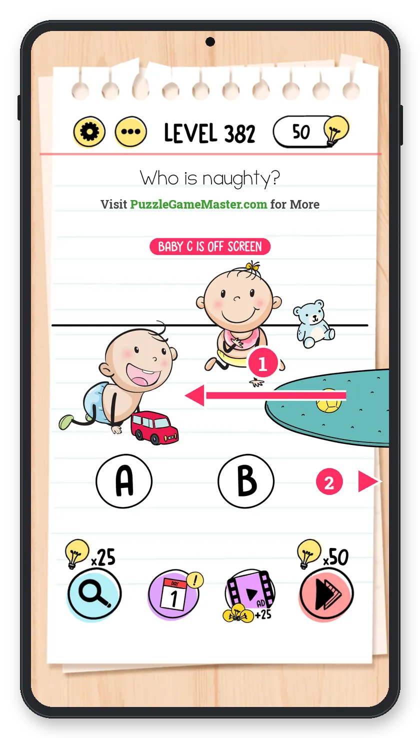 Brain Test: Tricky Puzzles Level 382 answer with steps marked
