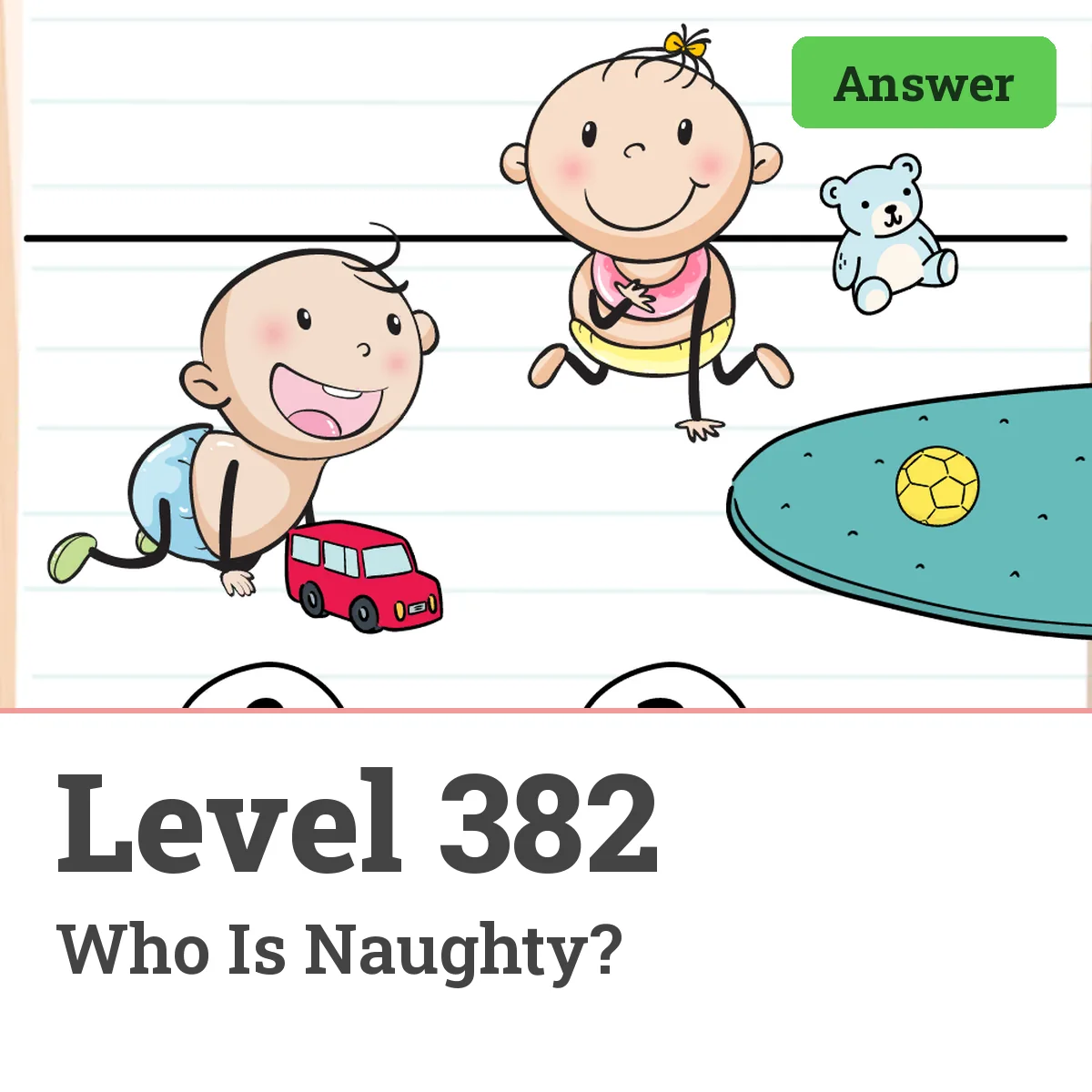 Brain Test: Tricky Puzzles Level 382 answer – Who Is Naughty?