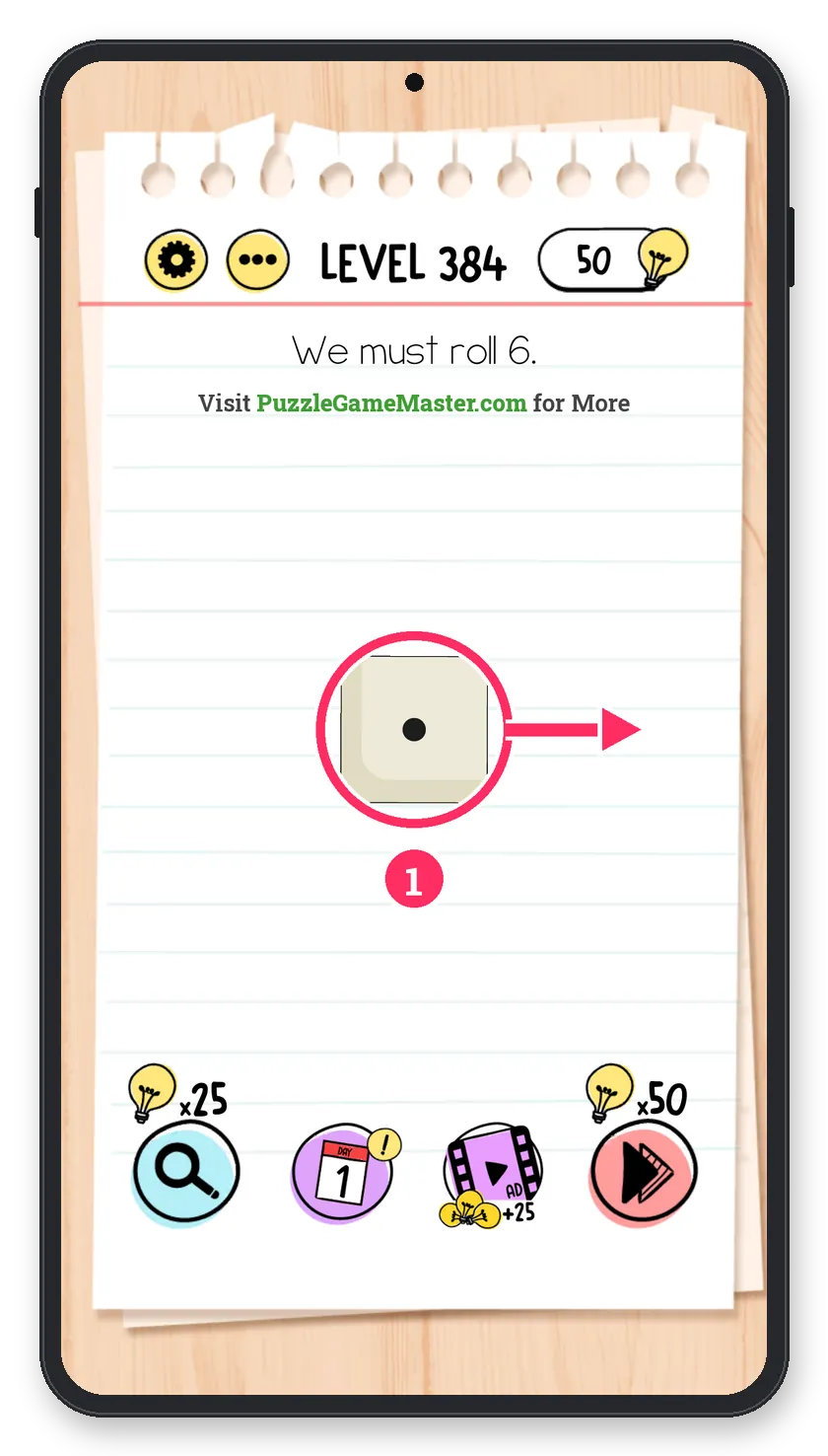 Brain Test: Tricky Puzzles Level 384 step 1: Find the dice