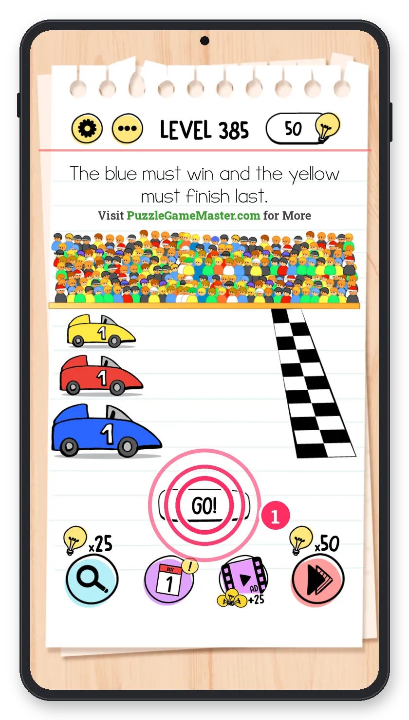 Brain Test: Tricky Puzzles Level 385 step 1: Start