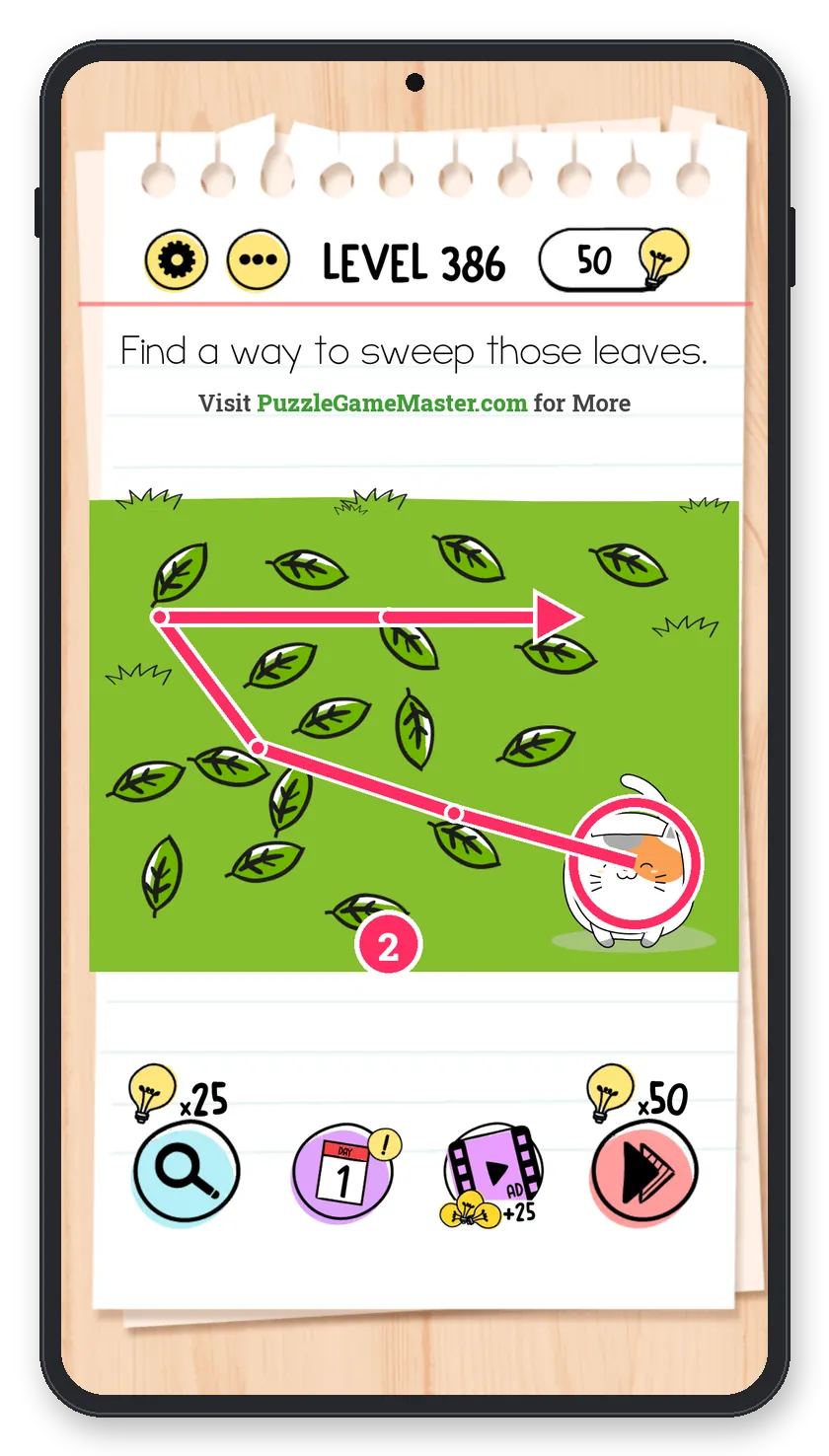 Brain Test: Tricky Puzzles Level 386 step 2: Sweep the lawn