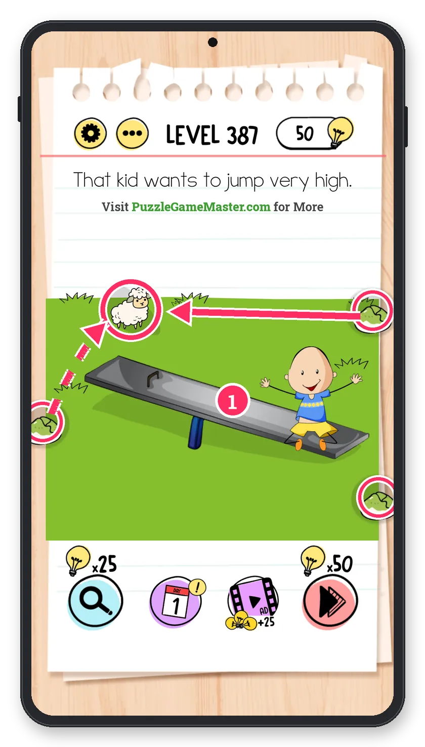 Brain Test: Tricky Puzzles Level 387 step 1: Feed the sheep