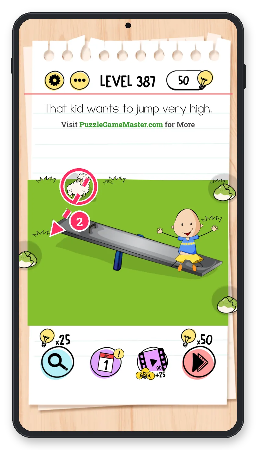 Brain Test: Tricky Puzzles Level 387 step 2: Launch the kid
