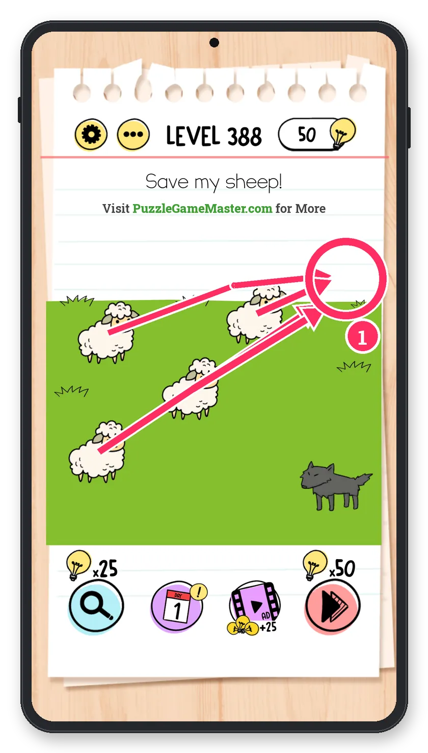 Brain Test: Tricky Puzzles Level 388 answer with steps marked