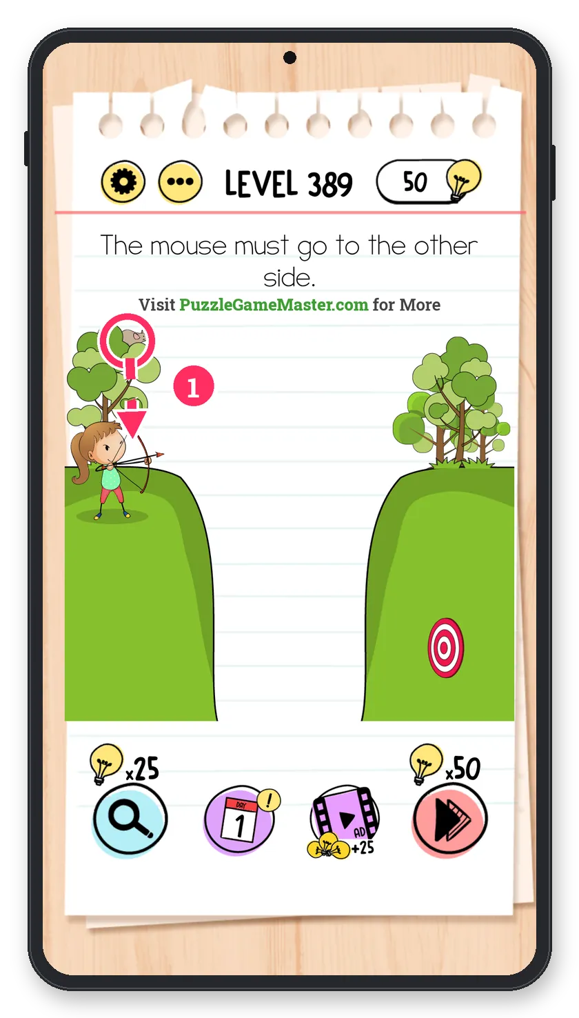 Brain Test: Tricky Puzzles Level 389 step 1: Load the arrow