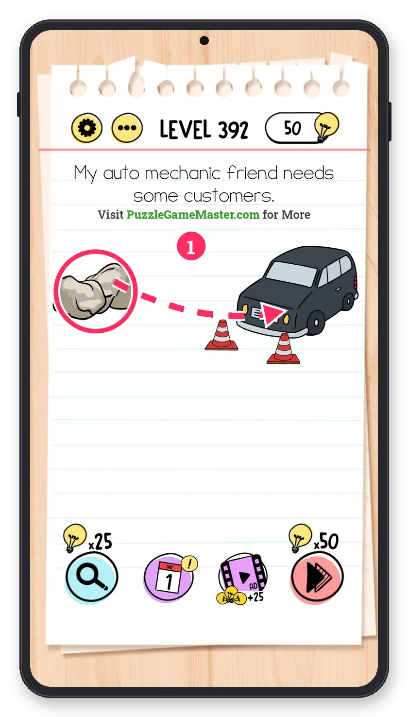 Brain Test: Tricky Puzzles Level 392 step 1: Place the rock
