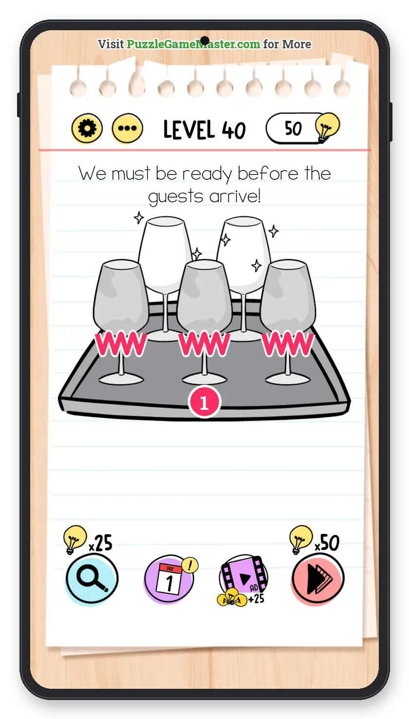 Brain Test: Tricky Puzzles Level 40 answer with steps marked