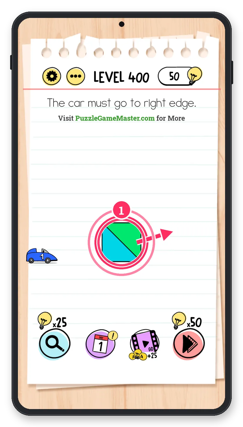 Brain Test: Tricky Puzzles Level 400 answer with steps marked