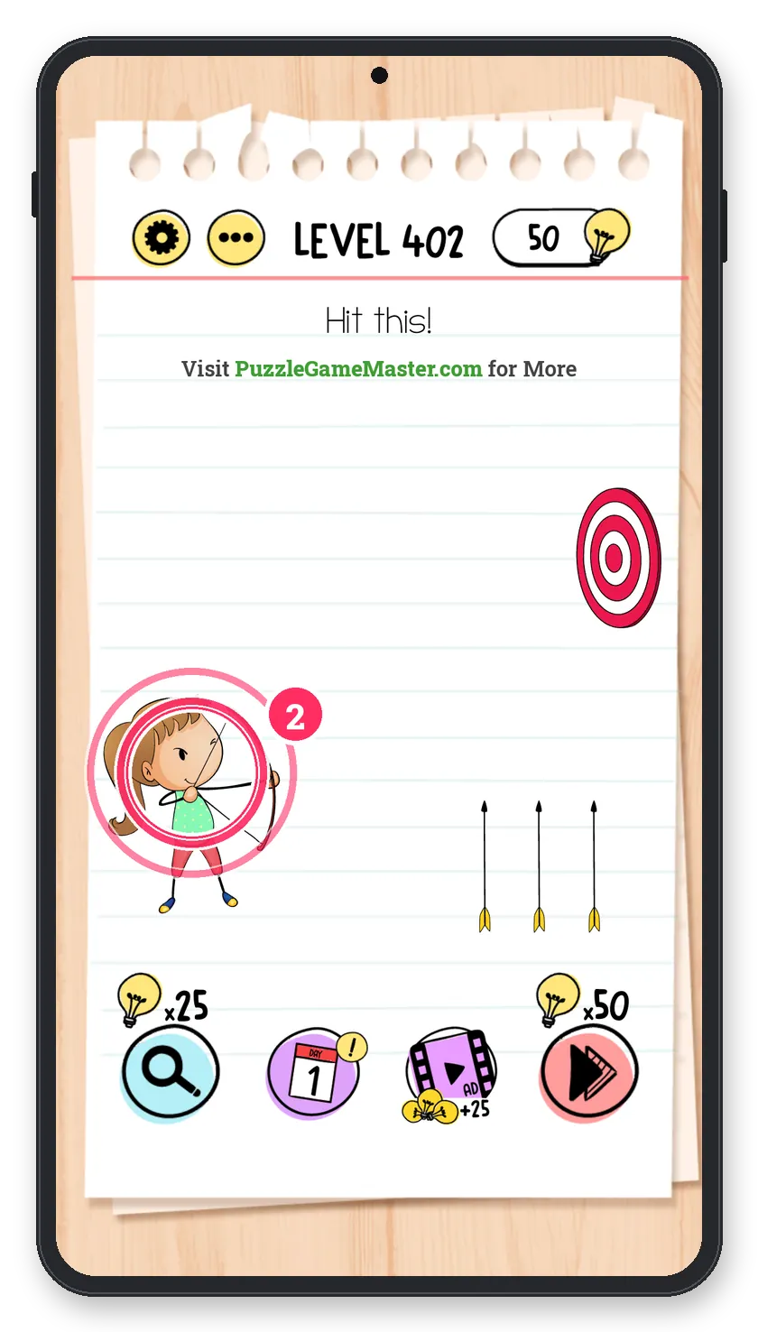 Brain Test: Tricky Puzzles Level 402 step 2: Shoot