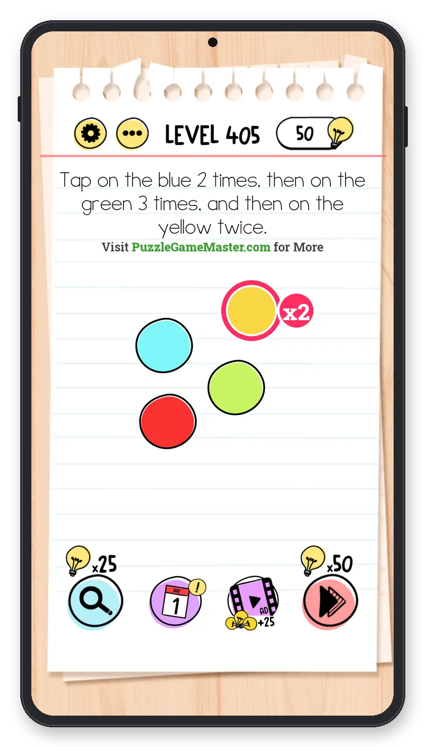 Brain Test: Tricky Puzzles Level 405 step 2: Yellow