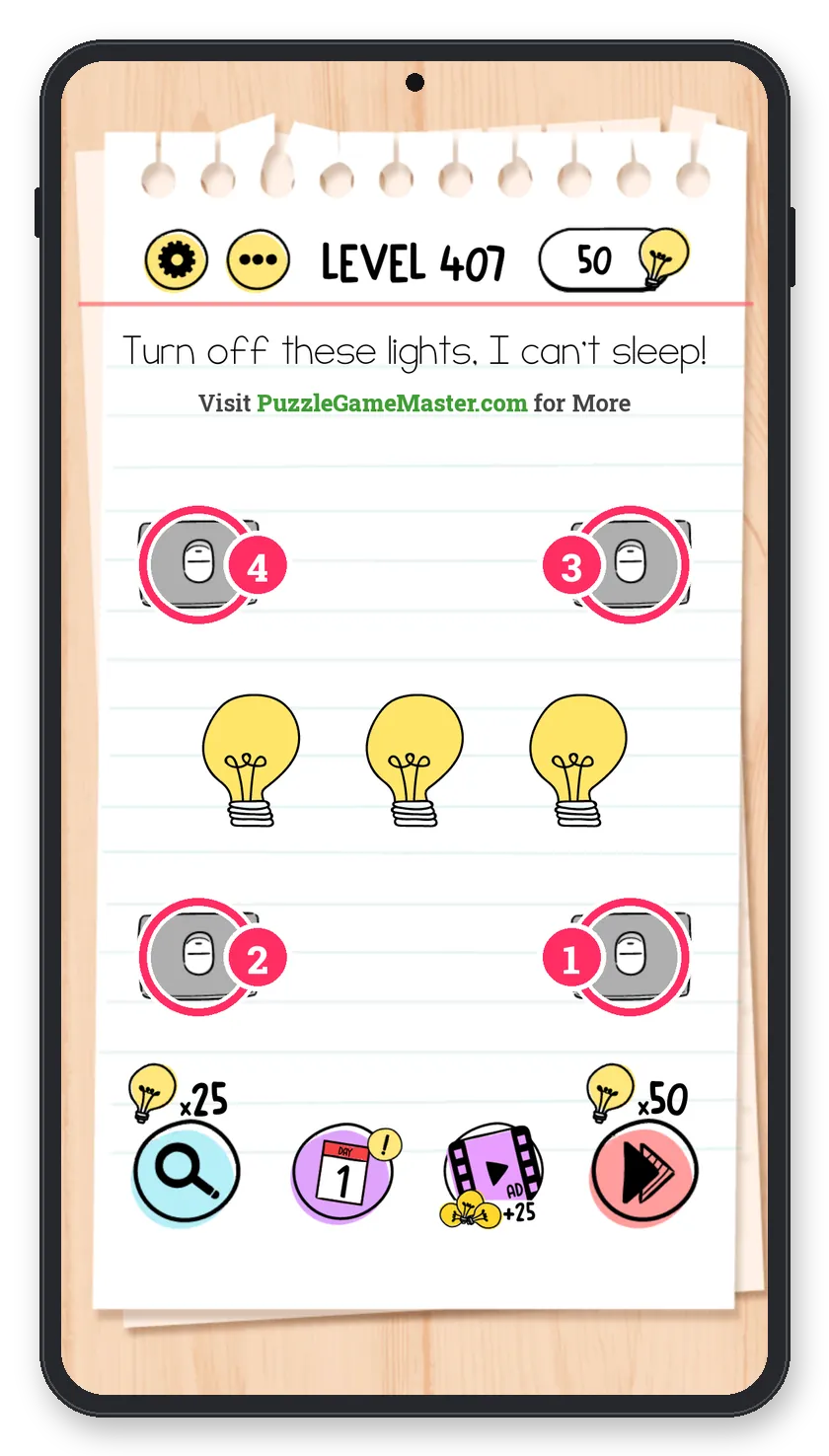 Brain Test: Tricky Puzzles Level 407 answer with steps marked