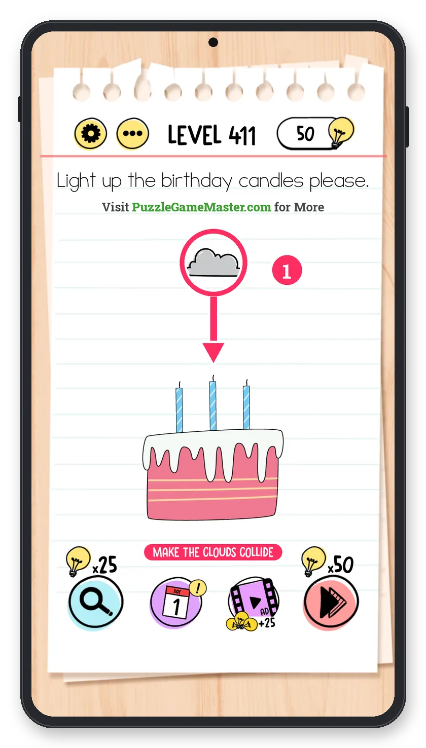 Brain Test: Tricky Puzzles Level 411 answer with steps marked