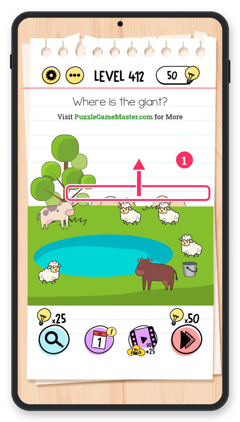 Brain Test: Tricky Puzzles Level 412 answer with steps marked