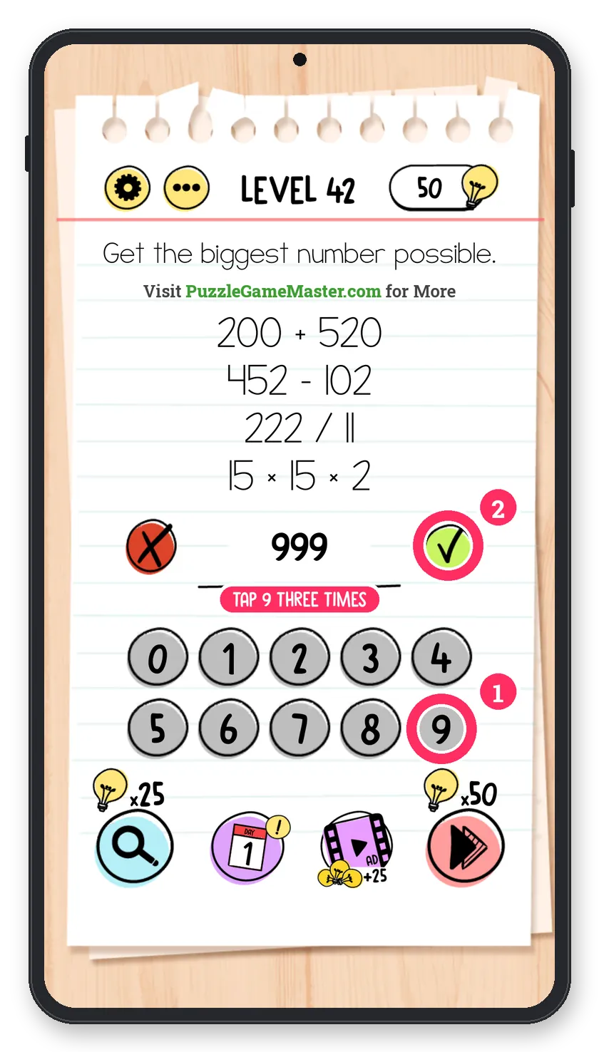 Brain Test: Tricky Puzzles Level 42 answer with steps marked