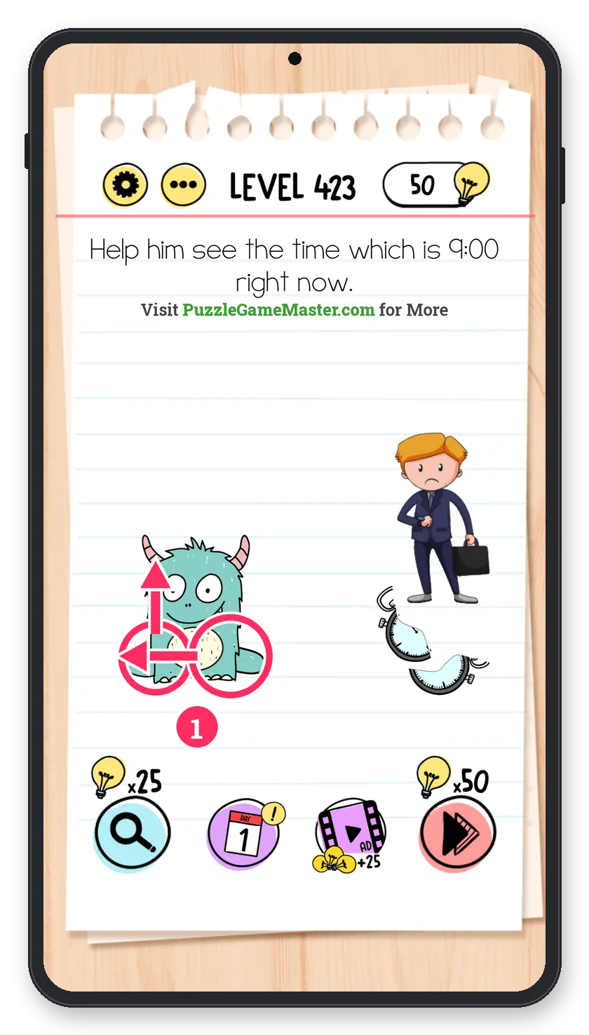 Brain Test: Tricky Puzzles Level 423 answer with steps marked