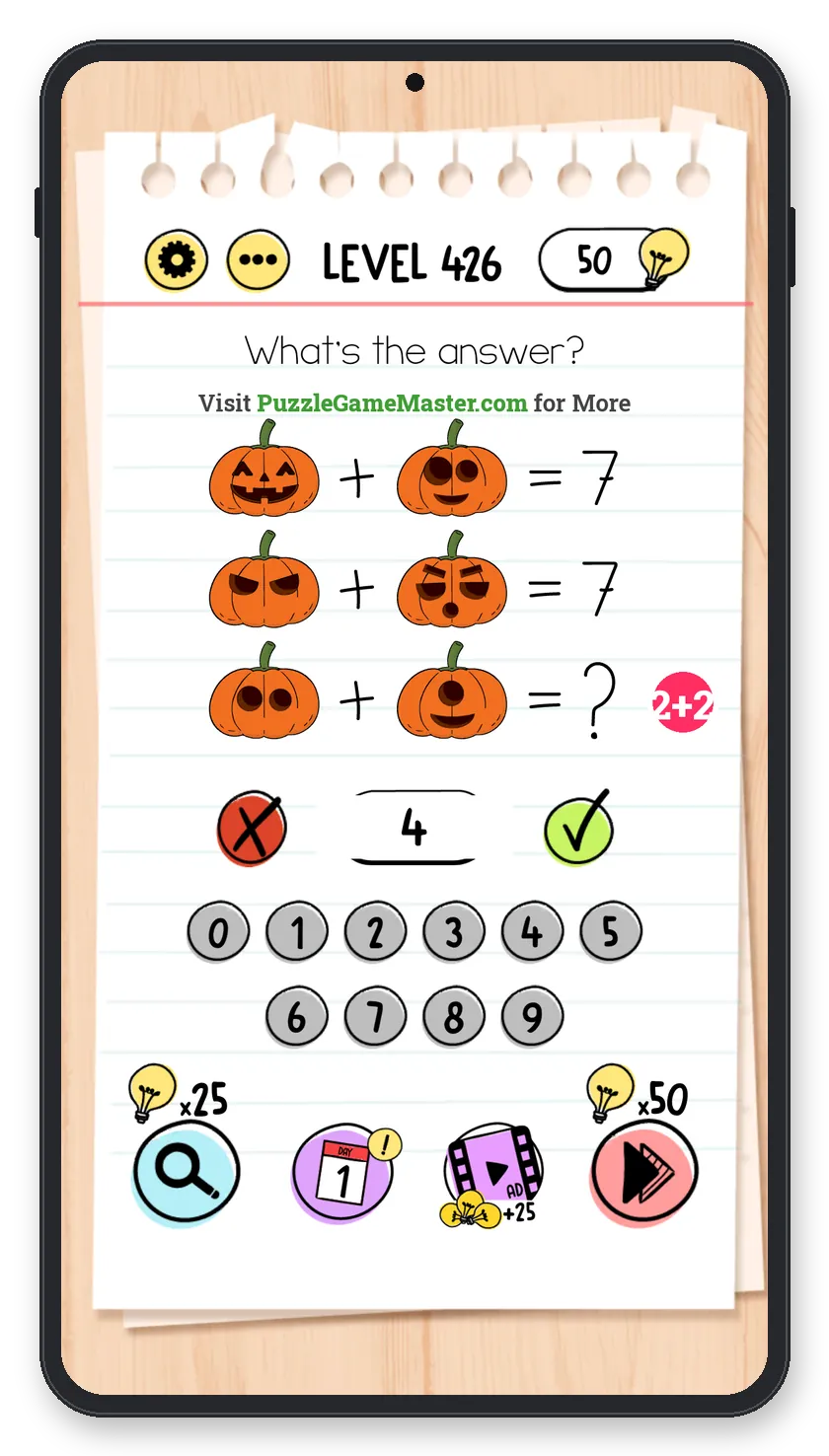 Brain Test: Tricky Puzzles Level 426 step 1: Count the holes