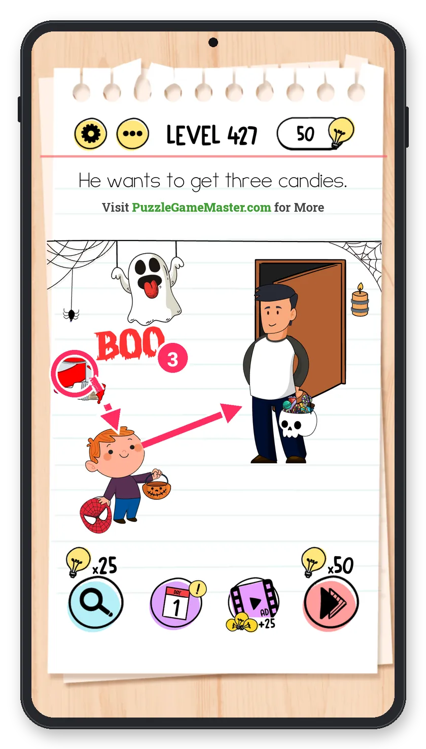 Brain Test: Tricky Puzzles Level 427 step 3: Painted ghost