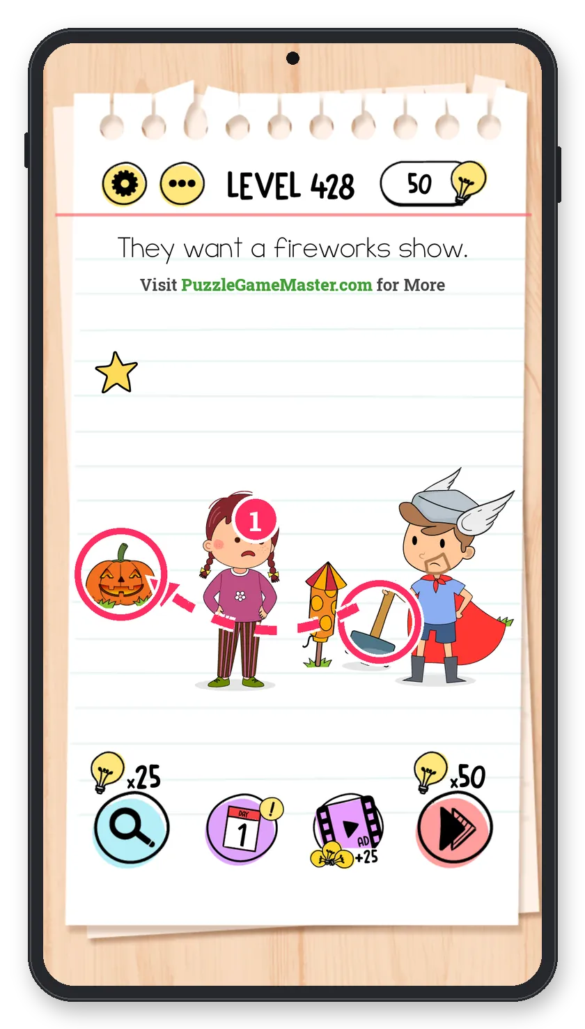 Brain Test: Tricky Puzzles Level 428 step 1: Break the pumpkin