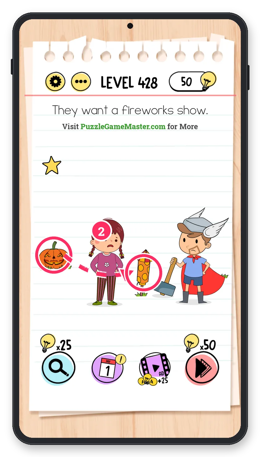Brain Test: Tricky Puzzles Level 428 step 2: Light the rocket