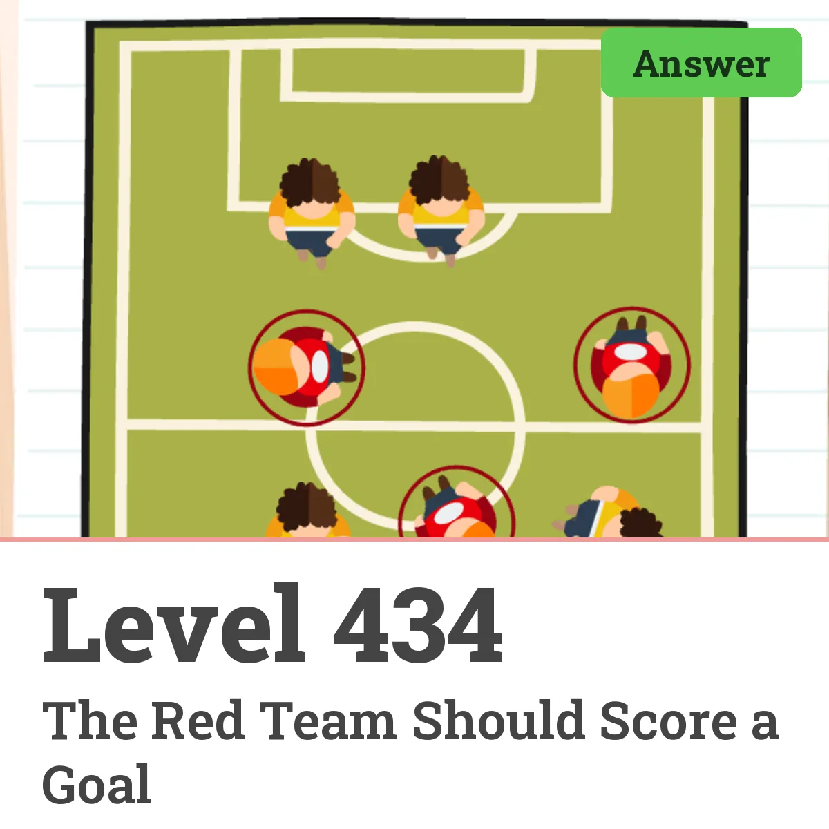 Brain Test: Tricky Puzzles Level 434 answer – The Red Team Should Score a Goal