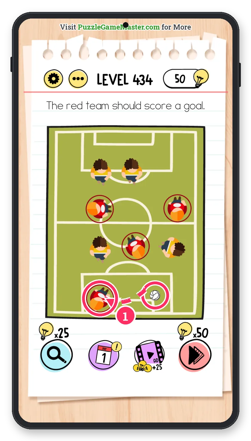Brain Test: Tricky Puzzles Level 434 step 1: Pass the ball
